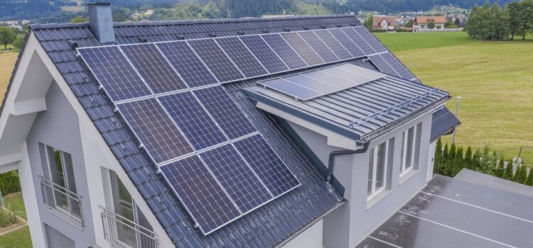 House roof with solar panels